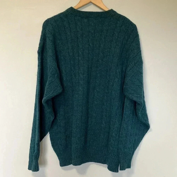 Burberry Vintage 100% wool  Made in England teal cable knit sweater - Picture 4 of 4